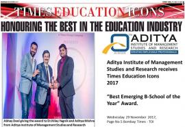 "Best emerging B-School of the Year" Award by Times Education Icons 2017