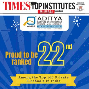 Ranked 22nd among the Top Private Institutes in India by TImes B-School Survey